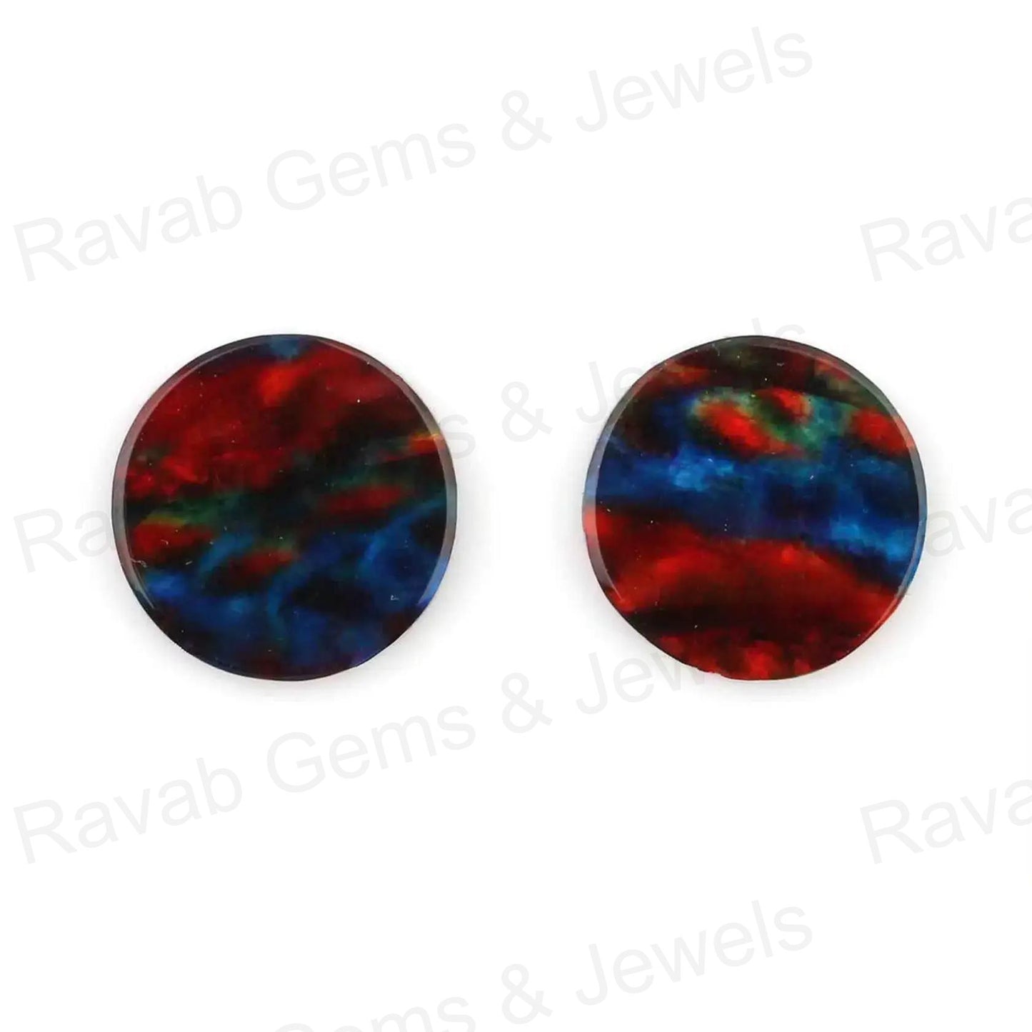 Beautiful Blue Ammolite Quartz Round Coin 12mm Flat Gemstone, Blue Ammolite pendant, earrings making Calibrated 2 pcs set