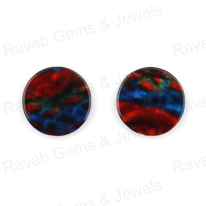 Beautiful Blue Ammolite Quartz Round Coin 12mm Flat Gemstone, Blue Ammolite pendant, earrings making Calibrated 2 pcs set