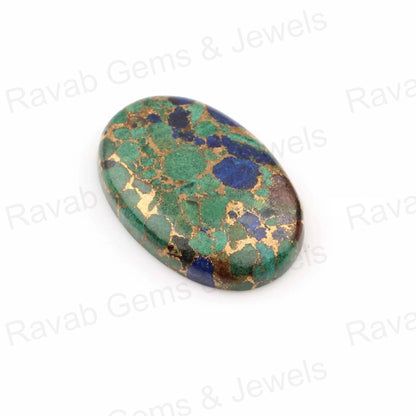 Azurite Copper Oval Cabochon 5x7mm to 20x30mm Gemstone For Pendant Necklace, DIY Jewelry Making Bead Smooth Loose Beads Gemstone, 1 Pc