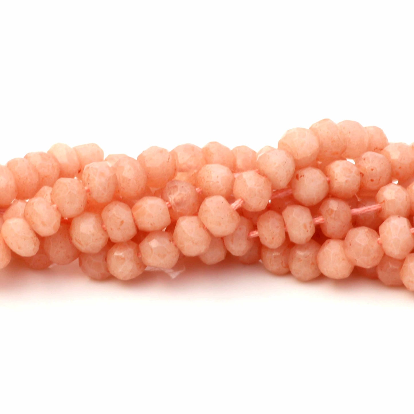 Natural AAA+ Quality Peach Moonstone Faceted Rondelles - Gemstone Rondelle Beads 3mm-3.5mm -1 Strand, Wholesale Lot Available