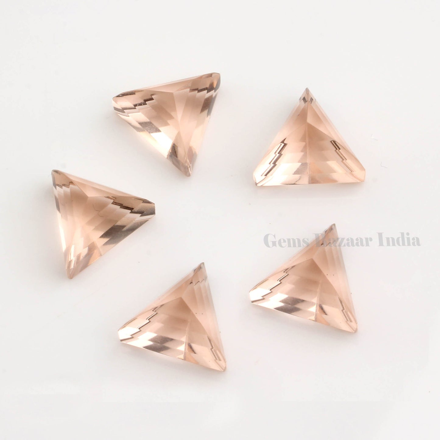 Morganite Quartz Triangle Shape, Pyramid Step Cut Gemstone, Calibrated Shinning Stone For Lovely Ones, Earring Making Stone 2 Pcs Set