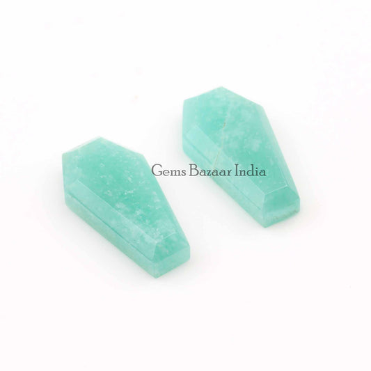 Natural Russian Amazonite Coffin Shape 12x22mm AA Gemstone For Jewelry Making, Calibrated Loose Beads Stone For Jewelry Making 2 Pcs Set