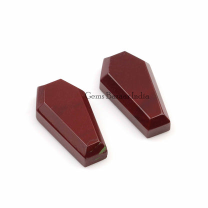 Natural Red Mookaite Fancy Coffin Shape 12x22mm Calibrated Cabochons For Jewelry, Loose Beads Calibrated Stone For Matching Earring 2 Pcs