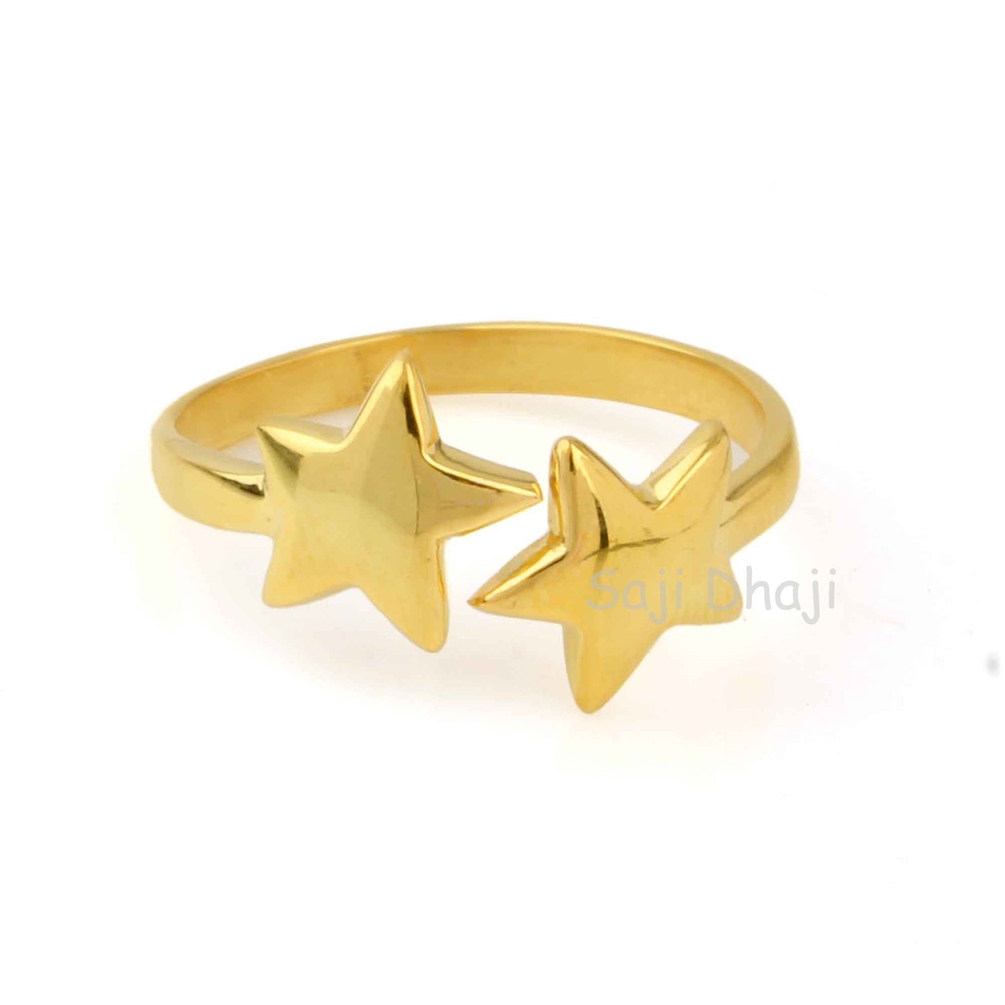 Gold Band Star Ring - Designer Band Ring - Gold Plated Ring - Silver Ring - Handmade Indian Silver Jewelry - Gifts For Her, All Sizes