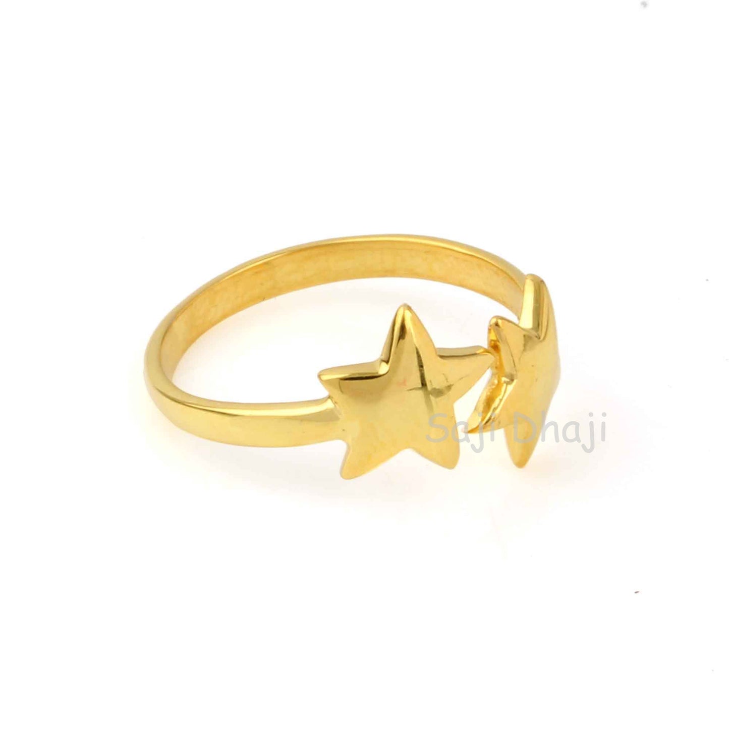 Gold Band Star Ring - Designer Band Ring - Gold Plated Ring - Silver Ring - Handmade Indian Silver Jewelry - Gifts For Her, All Sizes