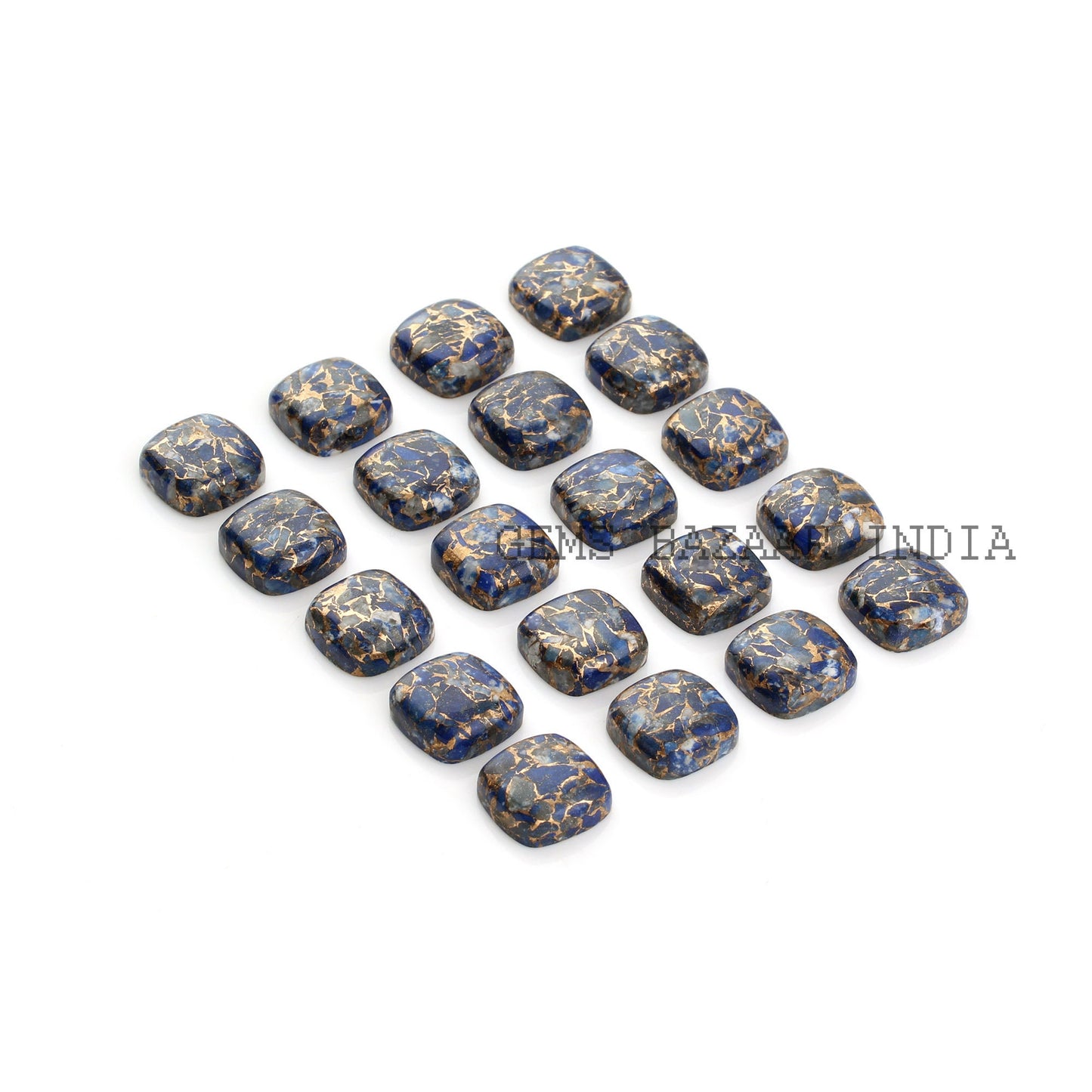 Copper Lapis Lazuli Cushion Shape Smooth Cabochons Gemstone, Loose Beads Stone For Jewelry Making 6mm-18mm 5 Pcs Set All Sizes