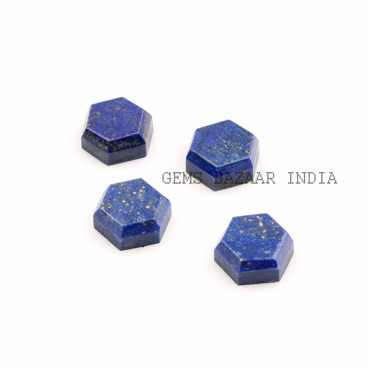 Lapis Lazuli Hexagon Step-Cut Smooth Calibrated Cabochons Gemstone | Loose Beads Stone For Jewelry Making 5 Pcs Set All Sizes Available