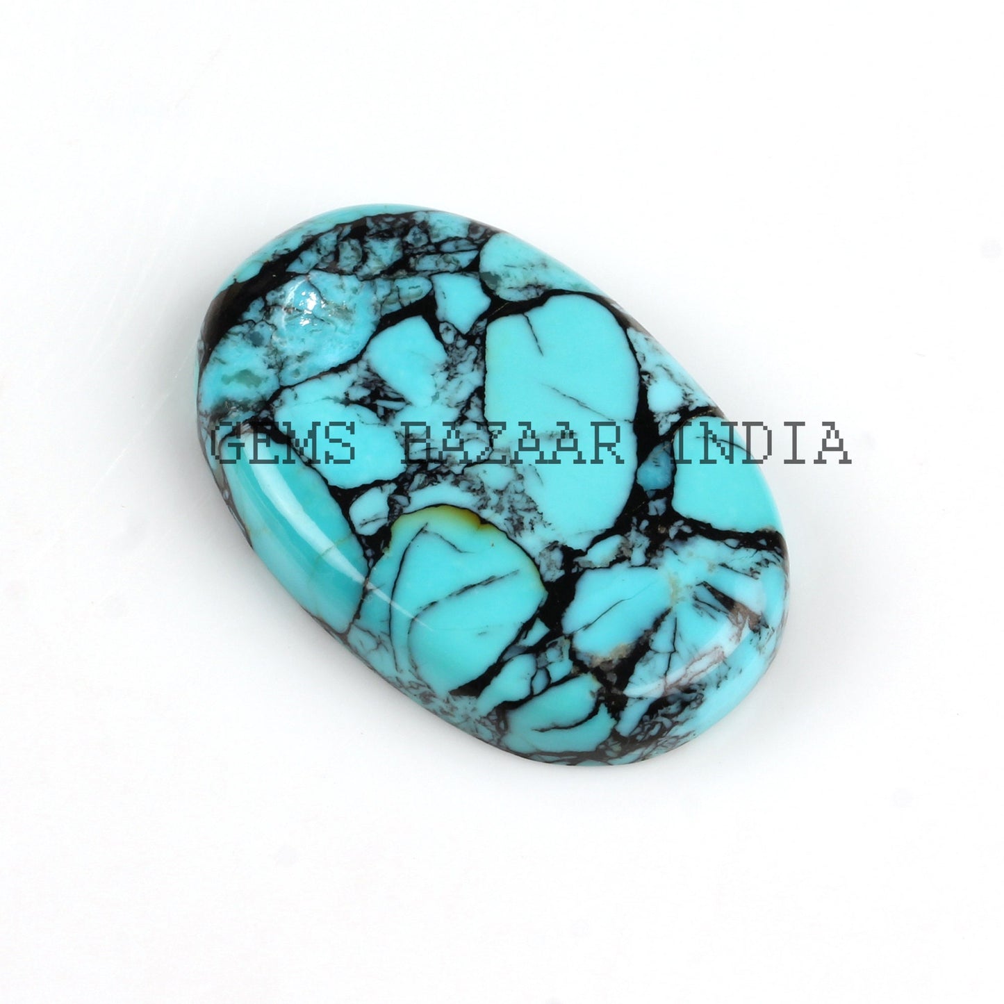 Kingman Spiderweb Blue Turquoise Oval 5x7mm to 20x30mm Cabochon Loose Gemstone Calibrated Smooth Semi Precious Stone For Jewelry Making 1 Pc