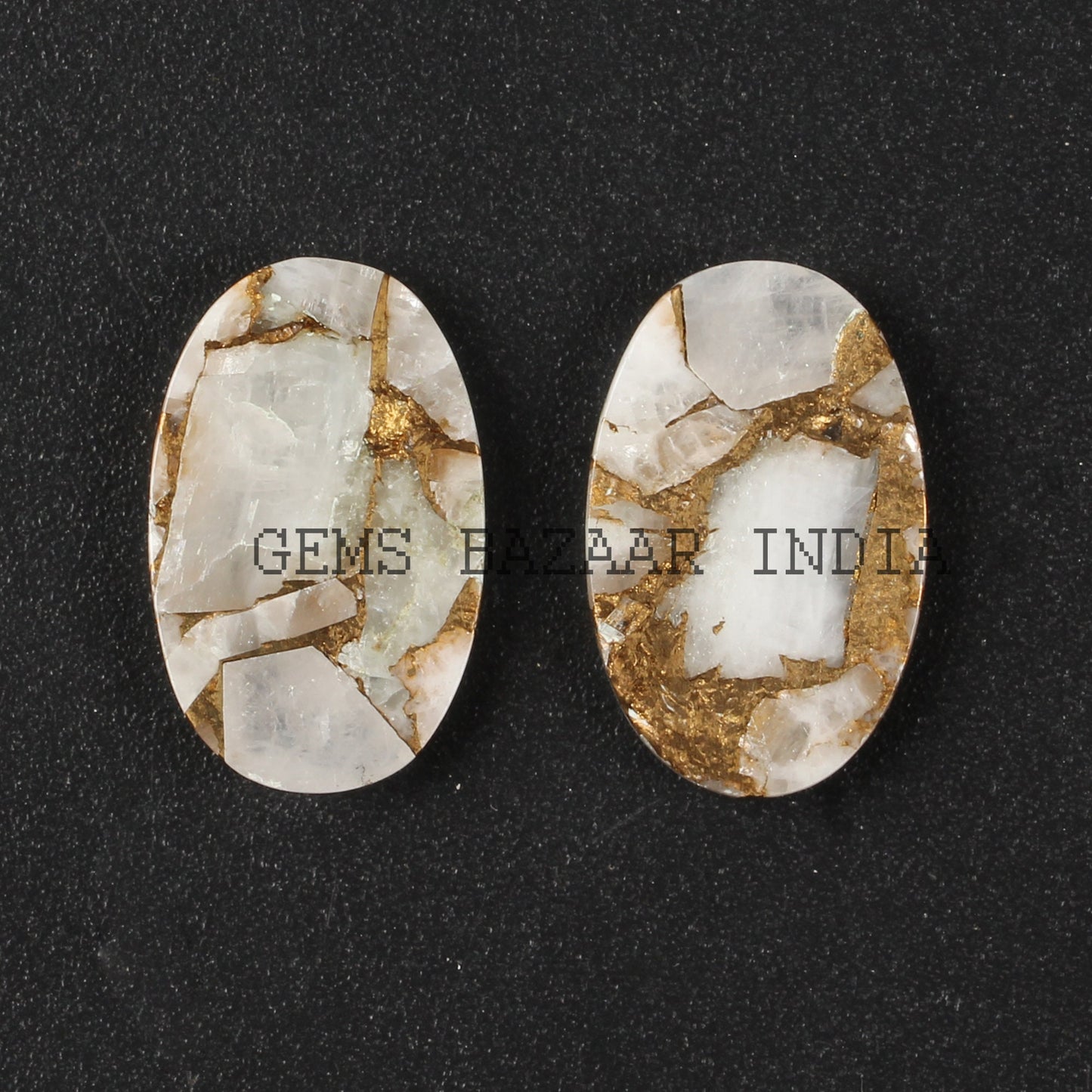 White Calcite Copper Oval Shape 12x19mm Both Side Flat Gemstone, Calibrated Stone For Jewelry Earring Making, Lovely Pair Stones 2 Pcs Set