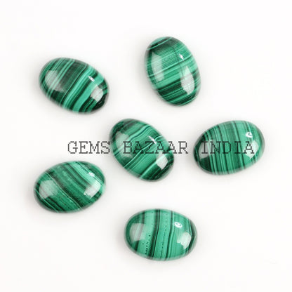 Natural Malachite Oval Shape Gemstone, Smooth Calibrated Cabochons, Loose Beads Semi Precious Stone For Jewelry Making, For Gifted 2 Pcs Set