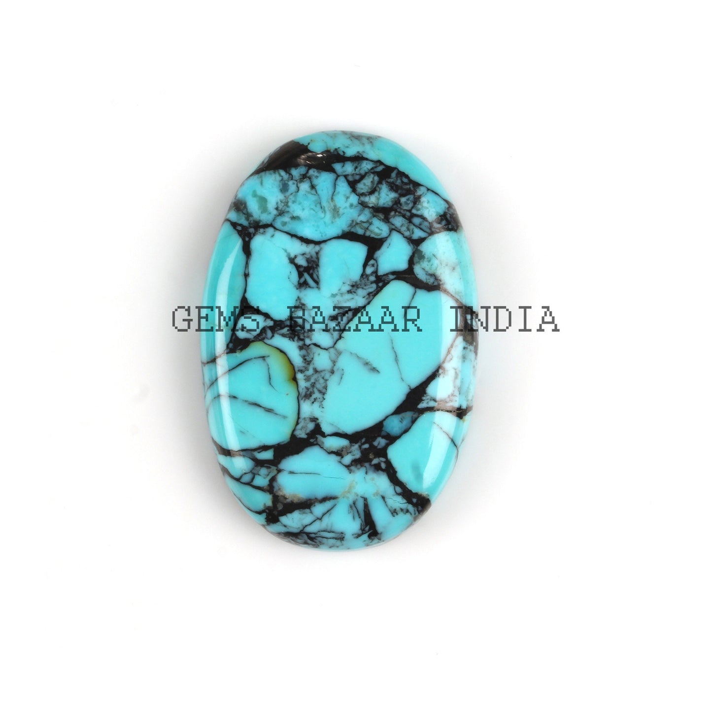 Kingman Spiderweb Blue Turquoise Oval 5x7mm to 20x30mm Cabochon Loose Gemstone Calibrated Smooth Semi Precious Stone For Jewelry Making 1 Pc