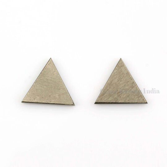 Natural Pyrite Triangle Shape Both Side Flat Gemstone Calibrated, Loose Beads Stones For Jewelry Earring Making 8mm-16mm 2 Pcs Set