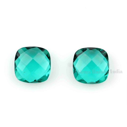 Faceted Apatite Quartz Cushion Shape 12mm Gemstone, Smooth Briolette Calibrated Stone, Loose Beads Stones For Bridesmaid Jewelry 2 Pcs Set