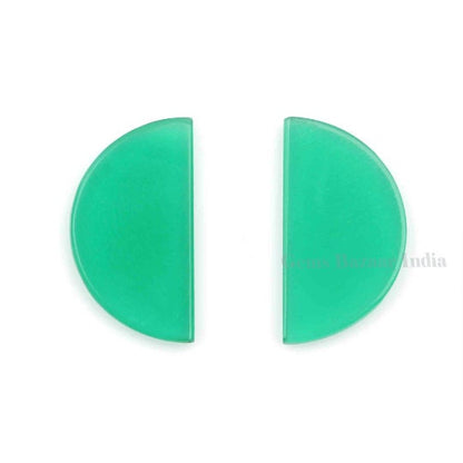 Natural Green Onyx Half-Moon D Shape Smooth Flat Gemstone, Loose Beads Calibrated Semi Precious Stone For Jewelry Making 2 Pcs Al Sizes