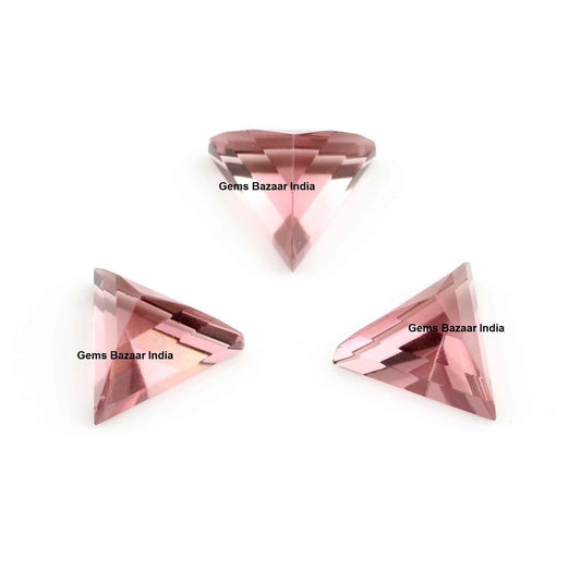 Pink Morganite Quartz Triangle Shape Pyramid Step Cut Faceted Gemstone For Jewelry Making, Loose Beads Stone For Ring Earring Making 2 Pcs