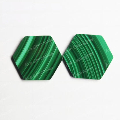 Natural Green Malachite, Hexagon, Both Side Flat, Semi Precious Stone, Loose Gemstones, For Jewelry, Wholesale Supplier, All Sizes Available