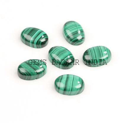 Natural Malachite Oval Shape Gemstone, Smooth Calibrated Cabochons, Loose Beads Semi Precious Stone For Jewelry Making, For Gifted 2 Pcs Set