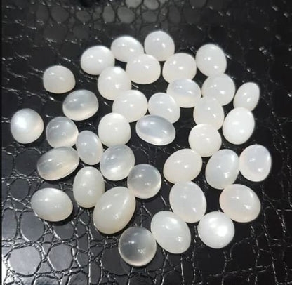 Natural White Moonstone Oval Cabochon 5x7mm to 20x30mm Loose Gemstone for Pendant, DIY Jewelry, Jewelry Making