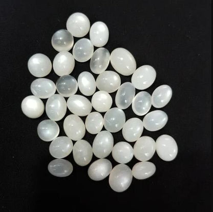 Natural White Moonstone Oval Cabochon 5x7mm to 20x30mm Loose Gemstone for Pendant, DIY Jewelry, Jewelry Making